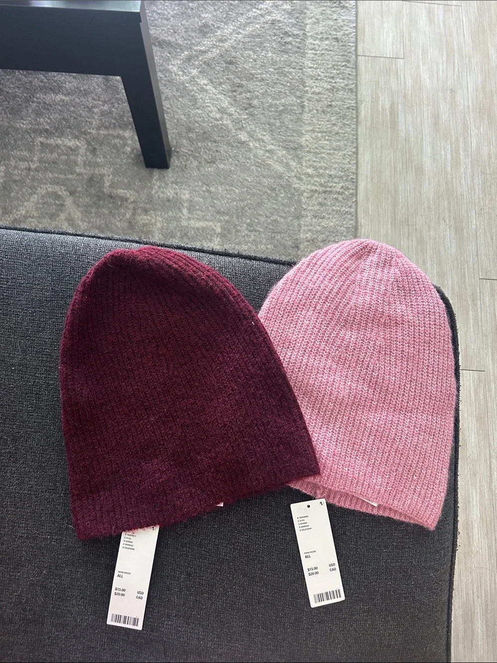 Urban Outfitters Two-Pack Knit Beanie Set - Burgundy & Pink